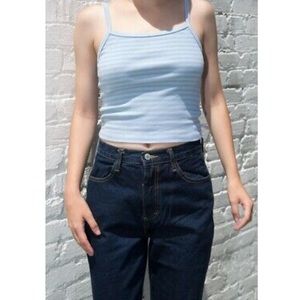 brandy melville crop blue striped belle tank top